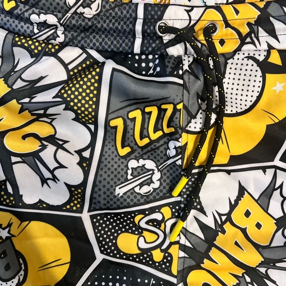 Comic Print Men's Swim Shorts - Picture 4 of 7